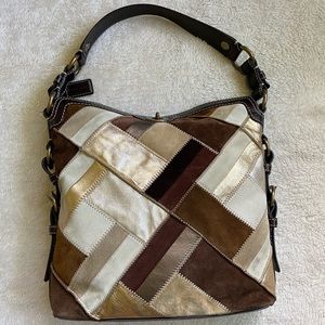 NEW Coach brown leather & suede patchwork purse